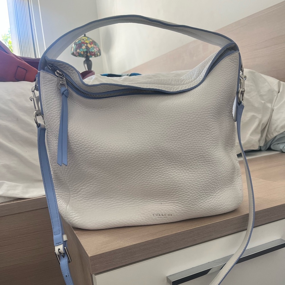 White Leather Coach Hobo Bag